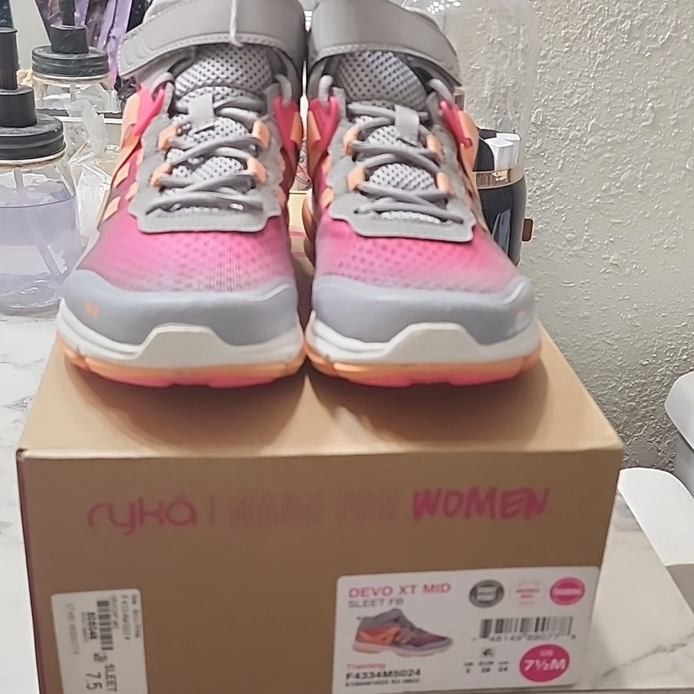 Ryka Pink and Gray Women's Mid Top Athletic Sneakers